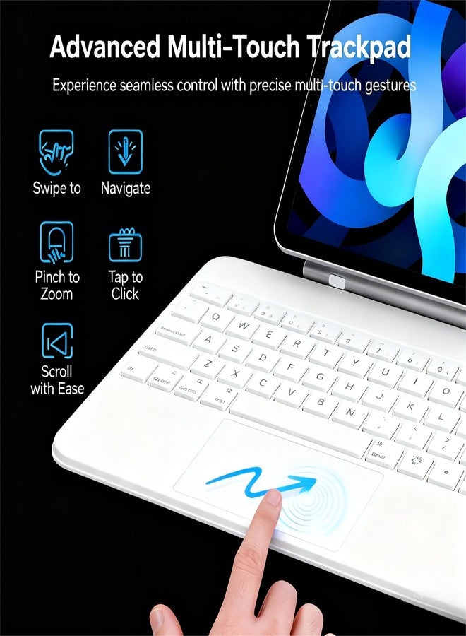 QUARK Keyboard Case for iPad Air 13 inch (M3 2025 / M2 2024) and iPad Pro 12.9 inch (6th/5th/4th/3rd Gen), Magic Keyboard Case with Multi-Touch Trackpad, Backlit, White - Image 4