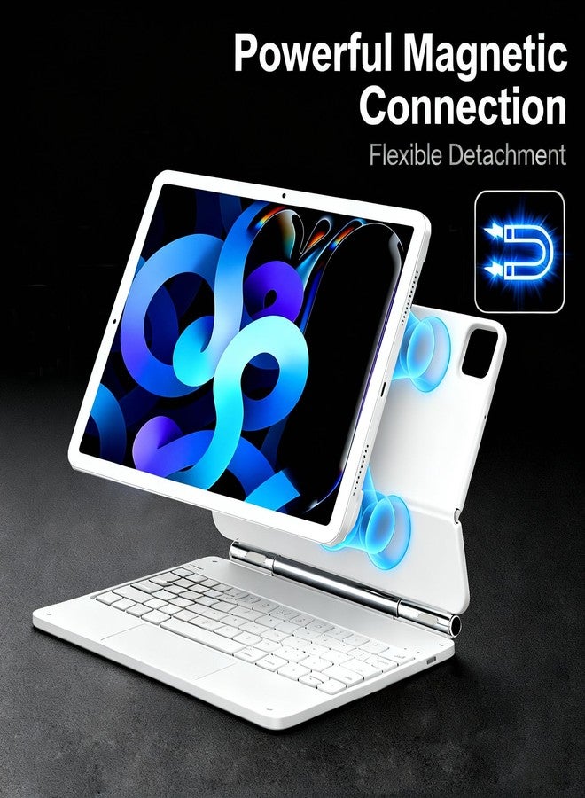 QUARK Keyboard Case for iPad Air 13 inch (M3 2025 / M2 2024) and iPad Pro 12.9 inch (6th/5th/4th/3rd Gen), Magic Keyboard Case with Multi-Touch Trackpad, Backlit, White - Image 3
