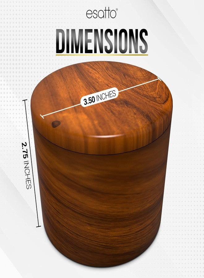 Esatto Round Acacia Wooden Salt Box, Magnetic Swivel Lid, Salt pepper or Spice Storage Box, 2 Wine Pourers Included - Image 4