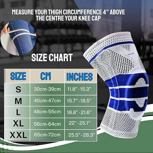 Wonder Care Knee Support Compression Sleeve, 3D Knit Design with Gel Pad and Side Stabilizers, Knee Sleeve for Knee Pain, Workout, Running, Meniscus Tear & Post Surgery Medical Knee Pad (1 Unit,L) - Image 4