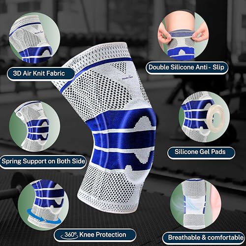 Wonder Care Knee Support Compression Sleeve, 3D Knit Design with Gel Pad and Side Stabilizers, Knee Sleeve for Knee Pain, Workout, Running, Meniscus Tear & Post Surgery Medical Knee Pad (1 Unit,L) - Image 3