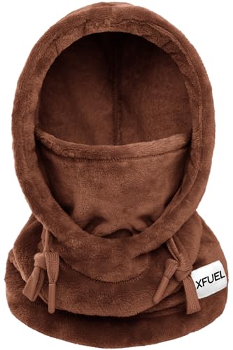 XFUEL Balaclava Ski Mask, Winter Thermal Hood Neck Warmer, Plush Lined, Windproof (US, Alpha, One Size, Coffee) - Image 1