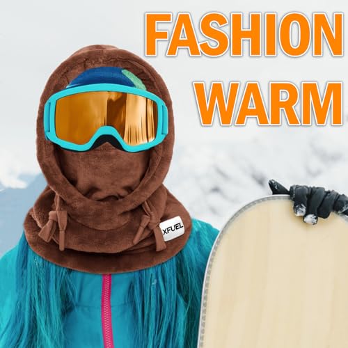 XFUEL Balaclava Ski Mask, Winter Thermal Hood Neck Warmer, Plush Lined, Windproof (US, Alpha, One Size, Coffee) - Image 2
