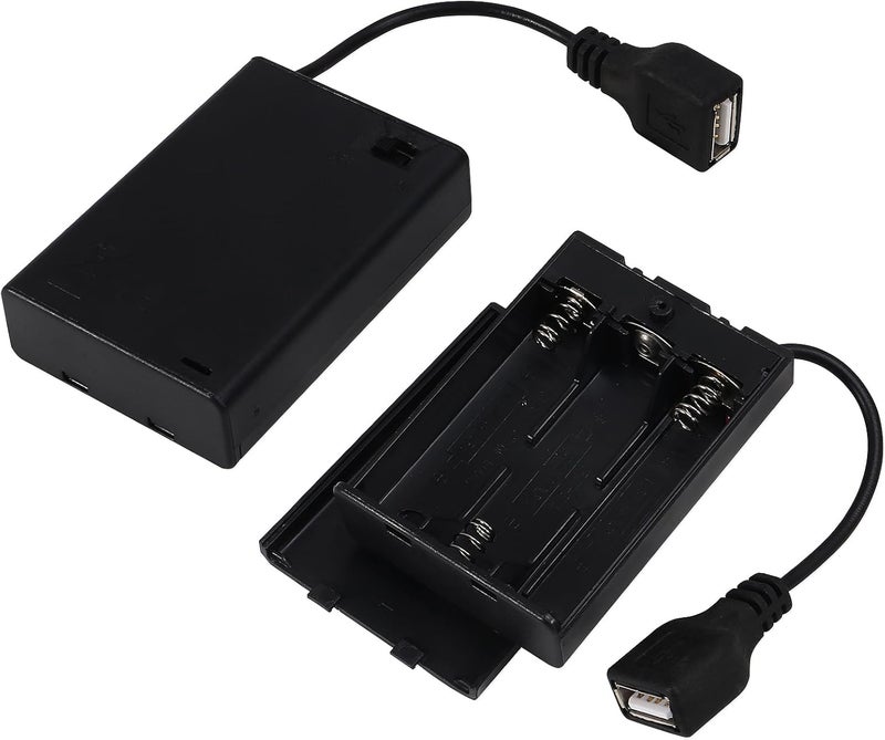 AEDIKO 2pcs AA Battery Holder USB Switch (2pcs, 3AA) - Image 1