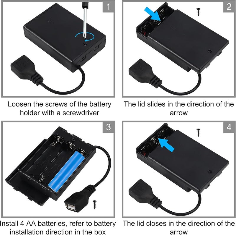 AEDIKO 2pcs AA Battery Holder USB Switch (2pcs, 3AA) - Image 3