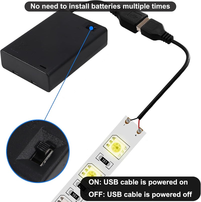 AEDIKO 2pcs AA Battery Holder USB Switch (2pcs, 3AA) - Image 4