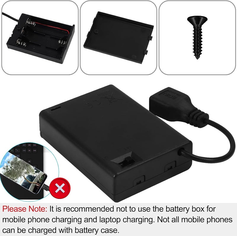 AEDIKO 2pcs AA Battery Holder USB Switch (2pcs, 3AA) - Image 2