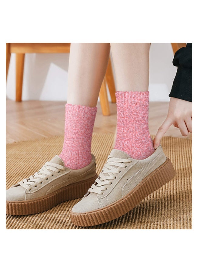 Pack of 5 Womens Winter Socks Warm Thick Knit Wool Soft Vintage Casual Crew Socks Gifts(Solid Colors) - Image 5