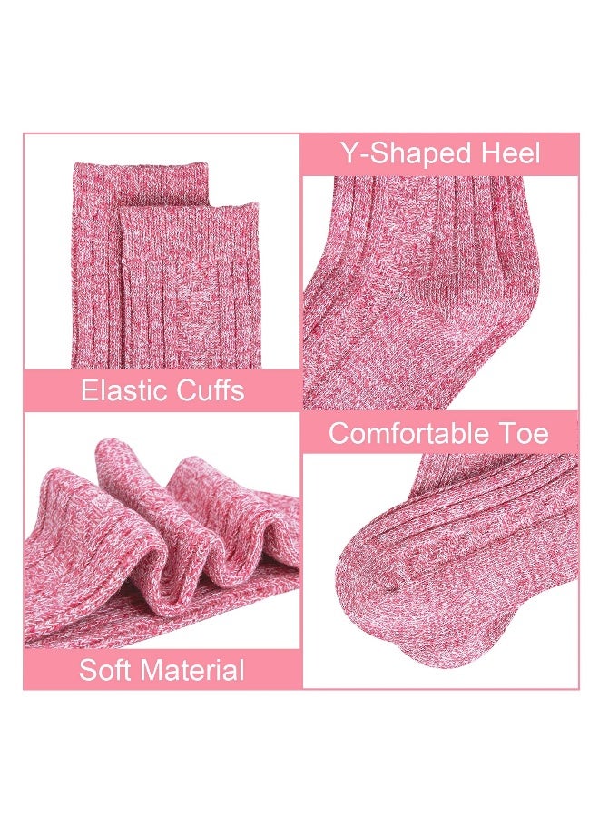 Pack of 5 Womens Winter Socks Warm Thick Knit Wool Soft Vintage Casual Crew Socks Gifts(Solid Colors) - Image 4