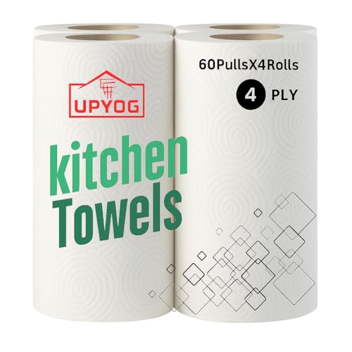UPYOG 4 Ply Kitchen Tissue/Towel Paper Roll 240 pulls | 60 pulls X 4 Rolls | soft and highly absorbent | 100% Natural Virgin Cellulose Fiber - Image 1