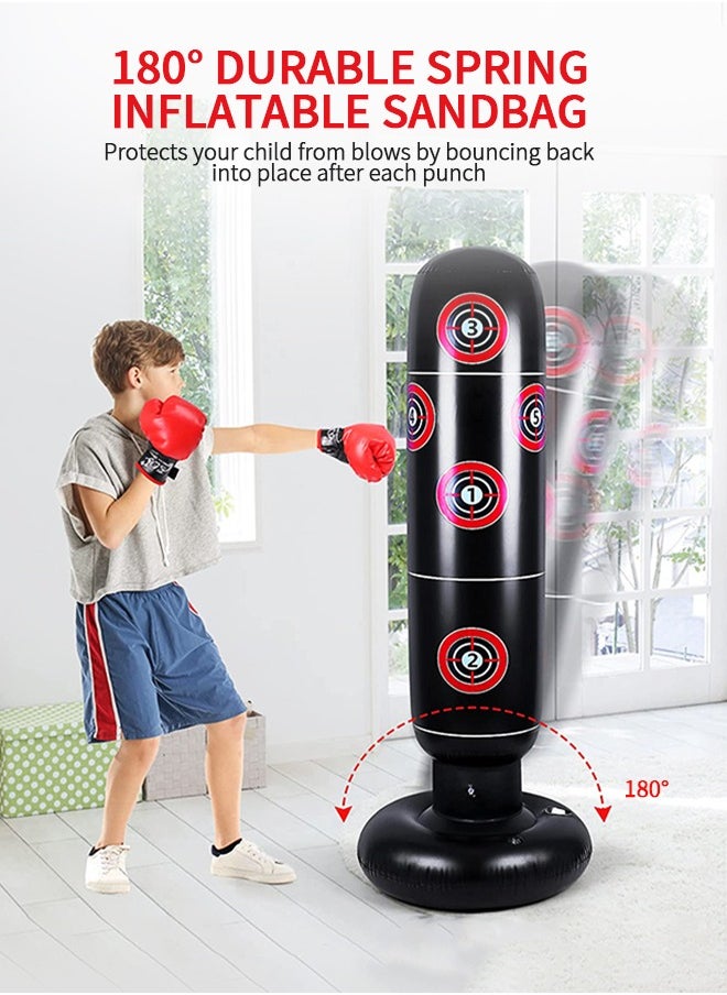 GROIC Inflatable Punching Bag For Kids, 63 Inch Inflatable Kids Punching Bag with Stand  for Bounce-Back Bop Bag for Play, Boxing, Karate, Inflatable Toy Punching Bag Practice Kickboxing  - Image 4
