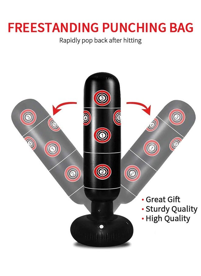 GROIC Inflatable Punching Bag For Kids, 63 Inch Inflatable Kids Punching Bag with Stand  for Bounce-Back Bop Bag for Play, Boxing, Karate, Inflatable Toy Punching Bag Practice Kickboxing  - Image 2