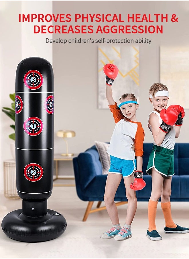 GROIC - Inflatable Punching Bag For Kids, 63 Inch Inflatable Kids Punching Bag with Stand  for Bounce-Back Bop Bag for Play, Boxing, Karate, Inflatable Toy Punching Bag Practice Kickboxing - Image 1