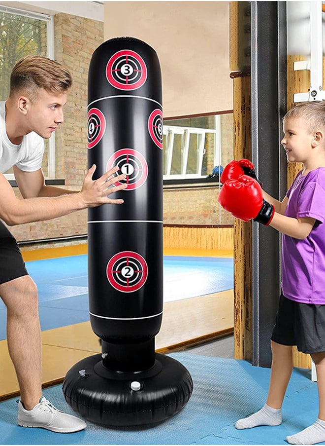 GROIC - Inflatable Punching Bag For Kids, 63 Inch Inflatable Kids Punching Bag with Stand  for Bounce-Back Bop Bag for Play, Boxing, Karate, Inflatable Toy Punching Bag Practice Kickboxing - Image 1