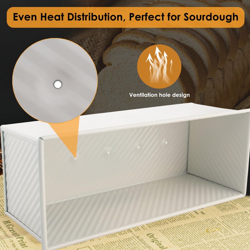 Spmarkt Premium Beige 13-inch Pullman Loaf Pan with Lid, 2.2 lb Sandwich Loaf Pan for Homemade Bread, PFTE and PFOA-Free Non-Stick Rectangle Bread Pan, Safe and Healthy, Easy to Clean - Image 4