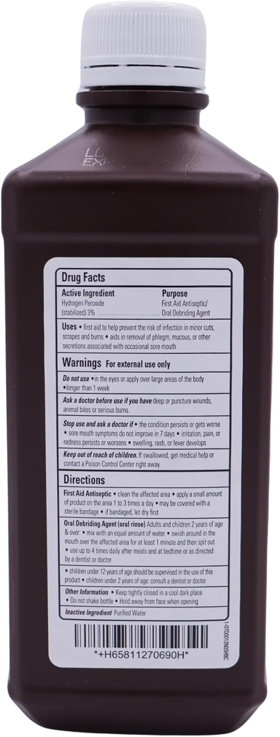 Henry Schein 3 Hydrogen Peroxide Solution  16 fl oz  USP First Aid Antiseptic for Wounds Cuts and Minor Injuries  Pack of 1 - Image 2