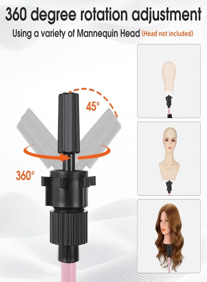TopDirect 65 Inch Pink Mannequin Head Stand,Portable Adjustable Wig Stand Tripod,Mannequin Wig Head Stand Suitable for Beauty Schools,Barber Training,DIY Styling Design - Image 4
