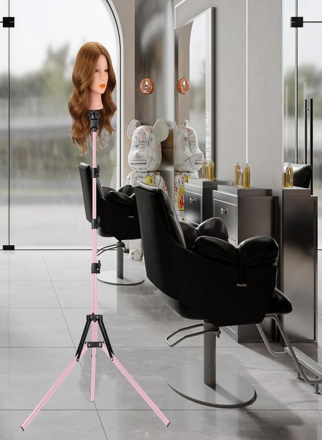 TopDirect 65 Inch Pink Mannequin Head Stand,Portable Adjustable Wig Stand Tripod,Mannequin Wig Head Stand Suitable for Beauty Schools,Barber Training,DIY Styling Design - Image 3