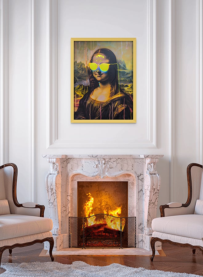 Art Decor Art Decor Mona Lisa Yellow Neon Pop Art Oil Painting Style Fine Art Frame Wall Art Wall Décor for Living Room Bedroom Home Office Gifting  - Image 2
