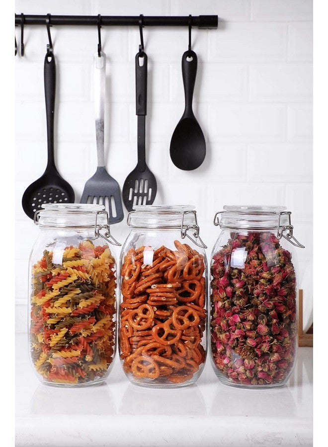 ZEPOLI ZEPOLI Mason Glass Jars And Containers | Airtight 1.5 Liters| Kitchen Container Set | Kitchen Accessories Storage Big Jar and Containers | Transparent Bottles | Bpa Free (5 PACK)  - Image 4