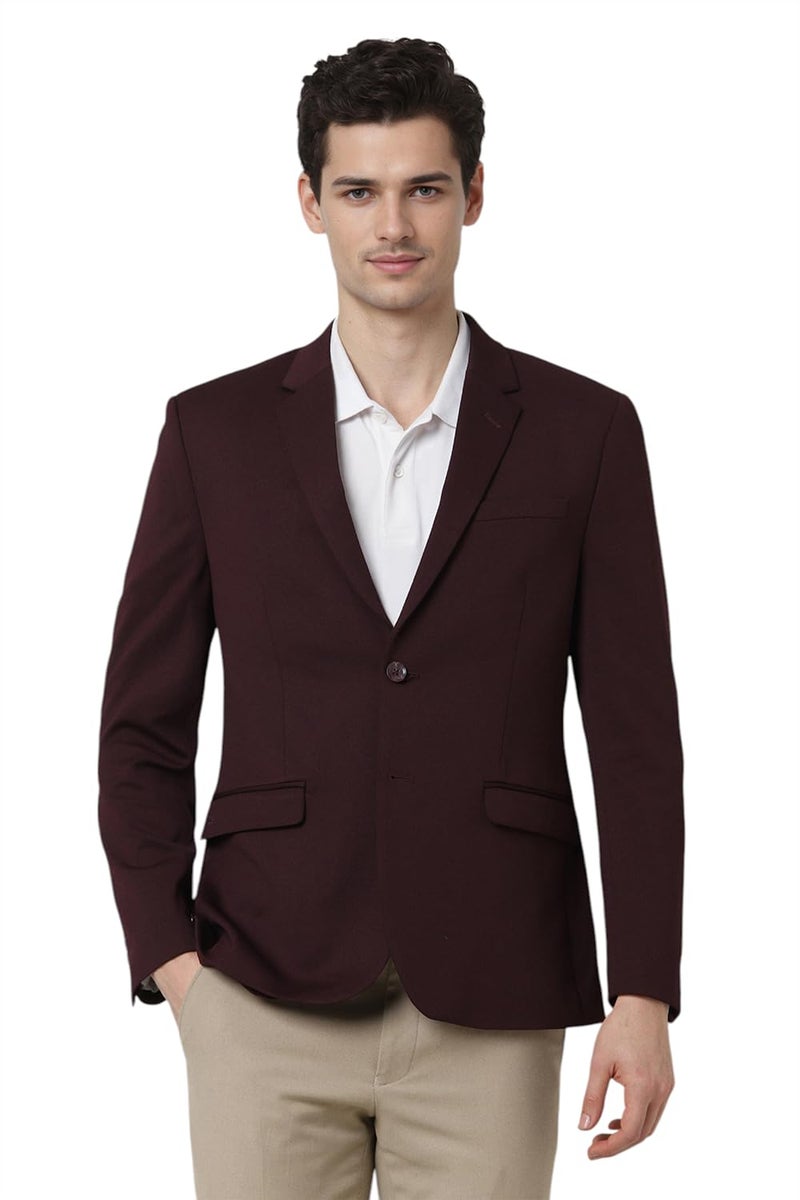 Peter England Men's Neo Slim Knit Textured Blazer (PIBZWNSP333988) Wine - Image 1