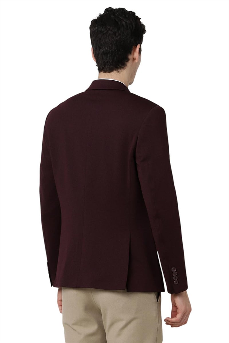 Peter England Men's Neo Slim Knit Textured Blazer (PIBZWNSP333988) Wine - Image 3