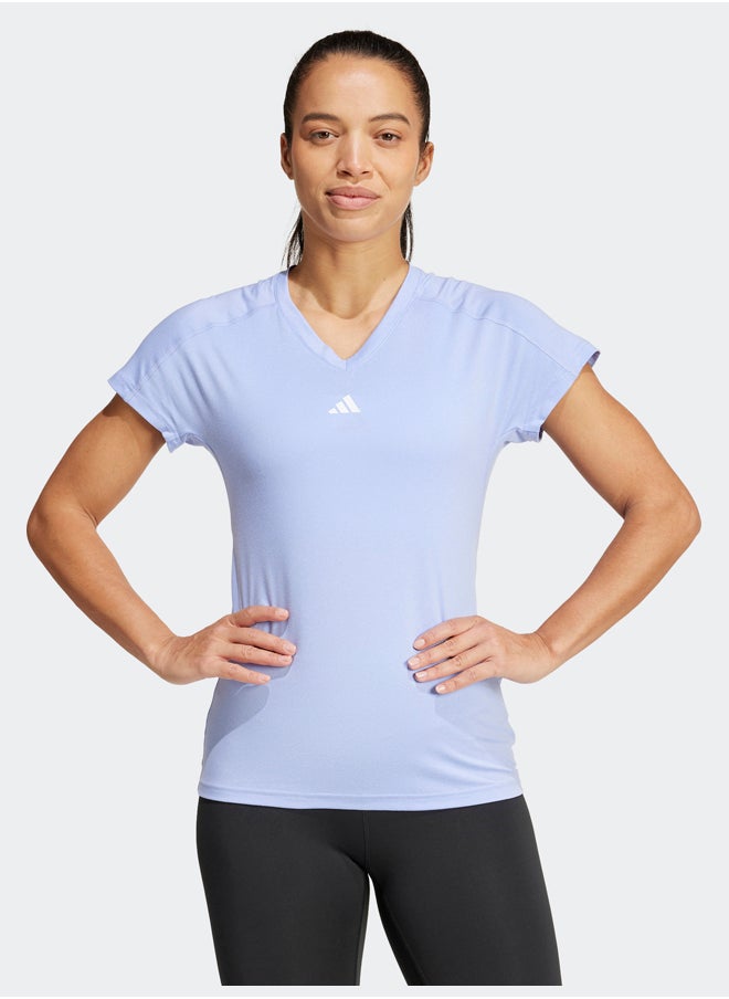 Adidas - AEROREADY Train Essentials Minimal Branding V-Neck T-Shirt - Image 1