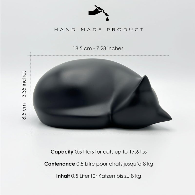 Comemori Sleeping cat Funeral urn, Black - Image 4