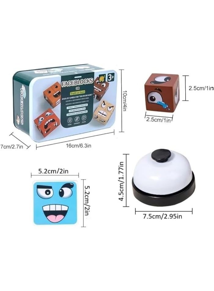 Face Blocks Challenging Expressions Cards Truth or Dare 16 Wooden Colored Dice 1-4 Player Educational Learning Child Development Game for Kids  - Image 2