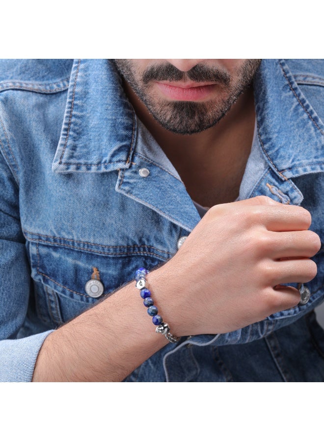 POLICE Vertex Blue Lapis Beads Bracelet for Men Small Size - Image 4