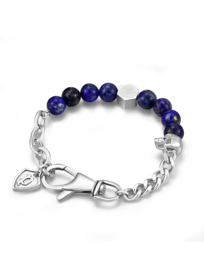 POLICE Vertex Blue Lapis Beads Bracelet for Men Small Size