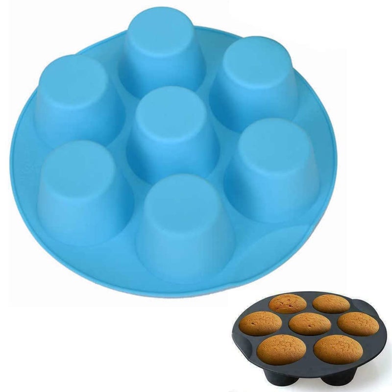 Husaini Mart HUSAINI MART Muffin Cake Cups Air Fryer Accessories 7Cup Non Stick Silicone Cake Cups Baking Mould for Making Cakes Muffins Chocolates 3558L Air Fryer 1 Pack Multicolored  - Image 1