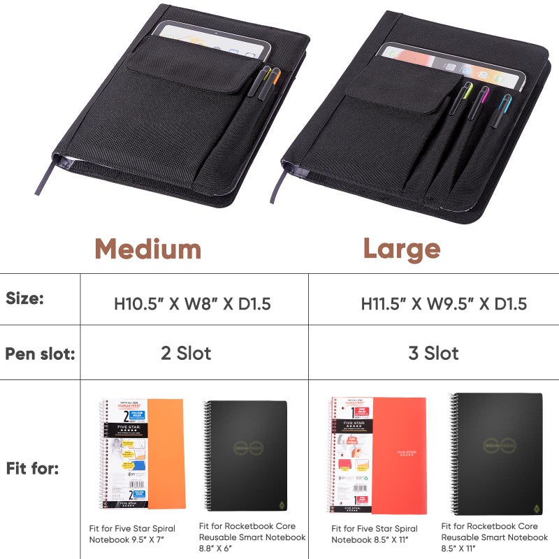 APOFFICE Journal Notebook Cover for Work, Journaling Notebooks Protector - Portfolio Organizer Compatible with Rocketbook Fusion, with Pen loop, Business Card Holder, File Pocket for accessories - Image 4