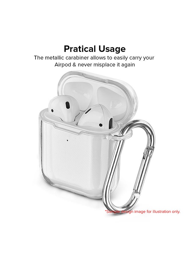 Stylizedd Classic Clear printed Case for Apple Airpods 2 / 1 Soft TPU Gel Thin Transparent Flexible Cover - Custom Monogram Initial Letter Floral Pattern Alphabet - F ( Light Green ) - Image 3