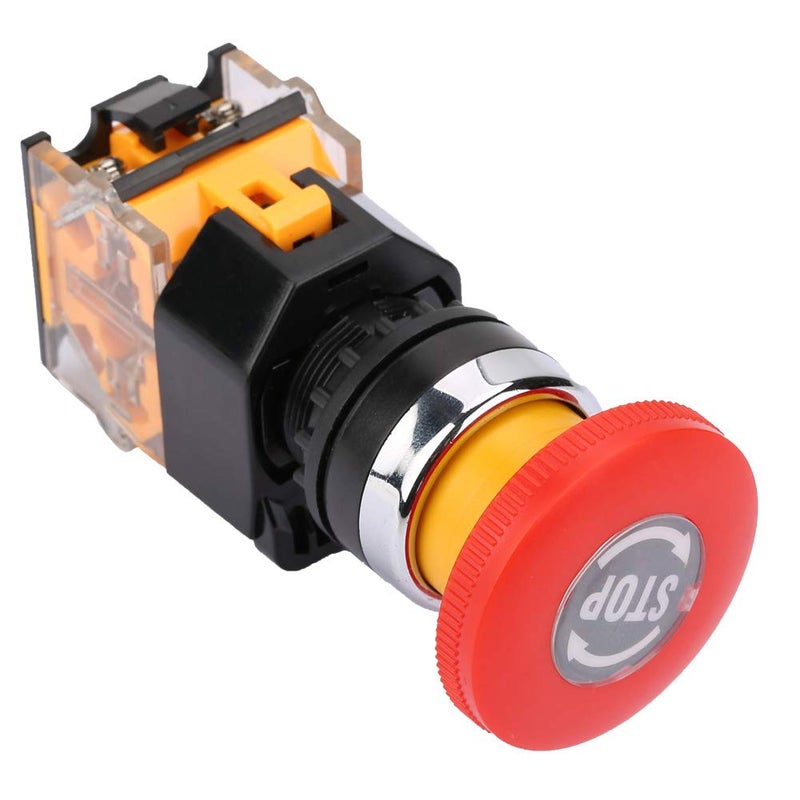 Junlucki Emergency Button, 220 380V Remote Control 22MM Flame Retardant 15A Emergency Stop Switch for Contactor for Electromagnetic Starter for Relay - Image 2