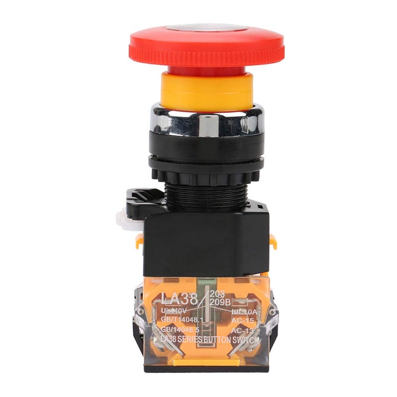 Junlucki Emergency Button, 220 380V Remote Control 22MM Flame Retardant 15A Emergency Stop Switch for Contactor for Electromagnetic Starter for Relay - Image 1