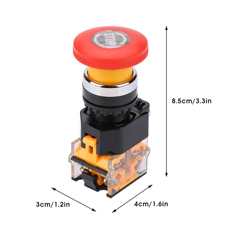 Junlucki Emergency Button, 220 380V Remote Control 22MM Flame Retardant 15A Emergency Stop Switch for Contactor for Electromagnetic Starter for Relay - Image 4