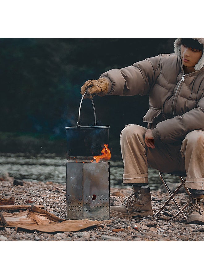 Generic - Folding Charcoal Chimney Starter Stainless Steel BBQ Charcoal Grill Briquette Coal Fire Starter - Image 1