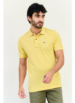 LEE Men Regular Fit Embroidered Logo Short Sleeves Polo Shirt, Light Yellow  - Image 1