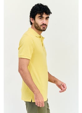 LEE Men Regular Fit Embroidered Logo Short Sleeves Polo Shirt, Light Yellow  - Image 4