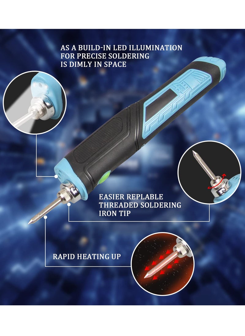 SYOSI - Cordless Soldering Iron Awith LED Light Ergonomics Handle Rechargeable Battery Soldering Iron Fast Heating with Professional Soldering Kit - Image 1