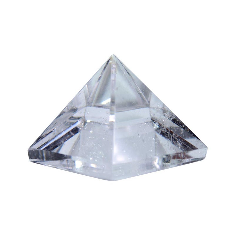 Runyangshi Runyangshi Natural Clear Quartz Crystal Pyramid Energy Generator  16x16in 4x4cm Healing Crystal Pyramid for Protection  Positive Energy  Natural Quartz for Chakra Reiki Home Decor 
