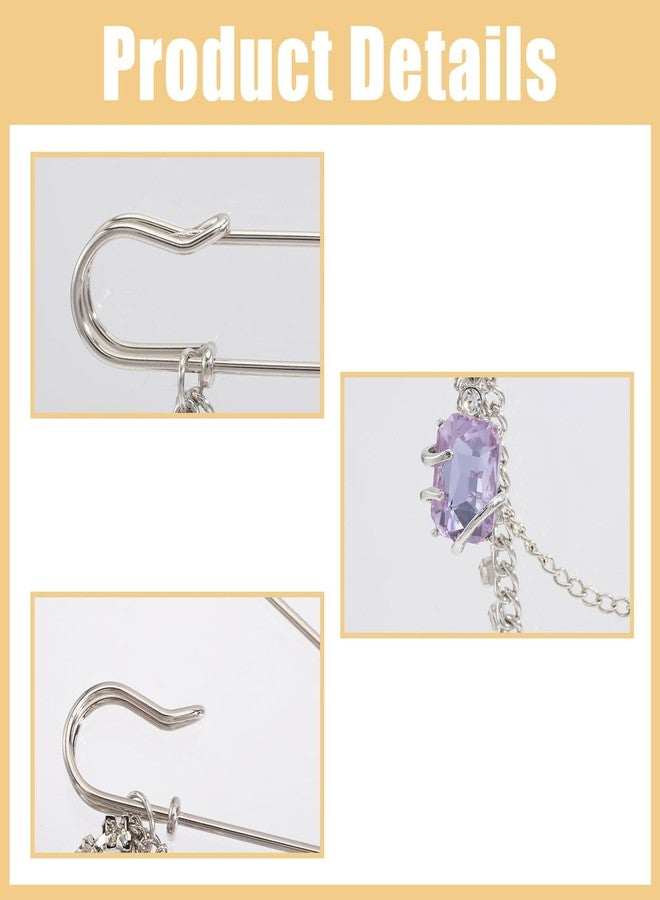 beinkmake 4Pcs Hanging Long Chain Brooch Vintage Multilayer Chain Pin Silvery Heart Butterfly Star Punk Lapel Pins for Women Dress Suit Collar Christmas Birthday Jewelry Gift - Image 5