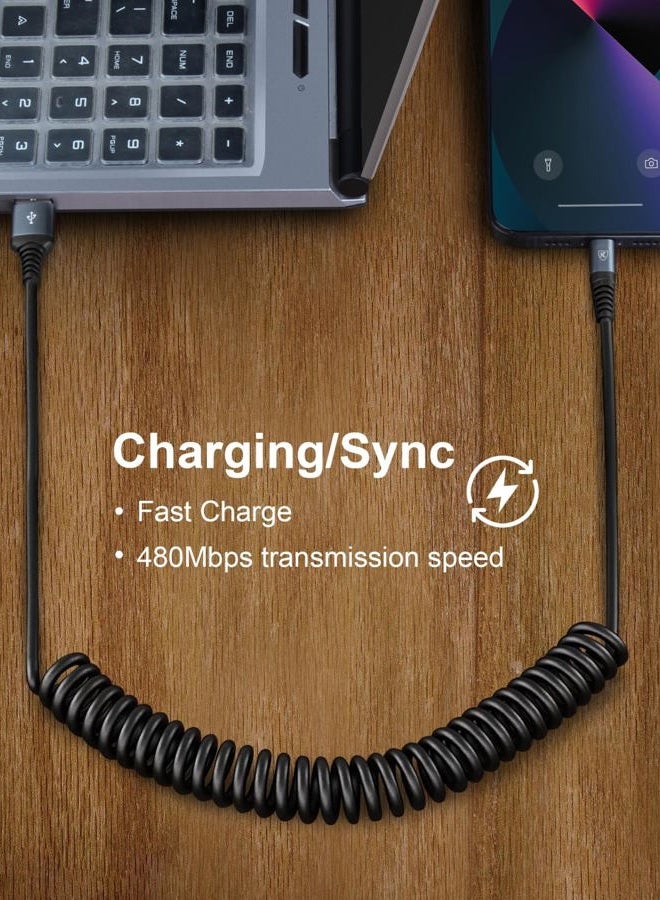 KIYODA iPhone Charger Cable for Car [3FT+6FT], Coiled Lightning Cable [Apple MFi Certified] 2 Pack Lightning Cord Compatible with iPhone14 13/12/11 Pro Max/XS MAX/XR/XS/X/8/7/Plus/6S iPad/iPod-Black - Image 5
