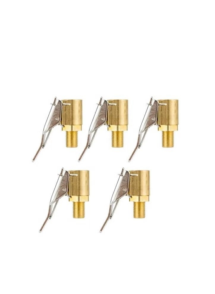 Generic Tire Air Chuck with Clip Adapter Automotive Tire Inflation Valve Connector Brass Locking Tire Inflator Air Chuck Adapter Connector Inflator Compressor Pump Attachment Accessory Tool (5 pcs)  - Image 1