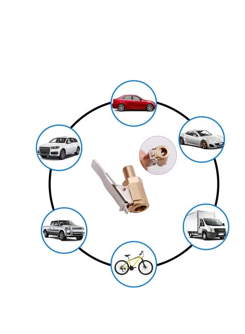 Generic Tire Air Chuck with Clip Adapter Automotive Tire Inflation Valve Connector Brass Locking Tire Inflator Air Chuck Adapter Connector Inflator Compressor Pump Attachment Accessory Tool (5 pcs)  - Image 3