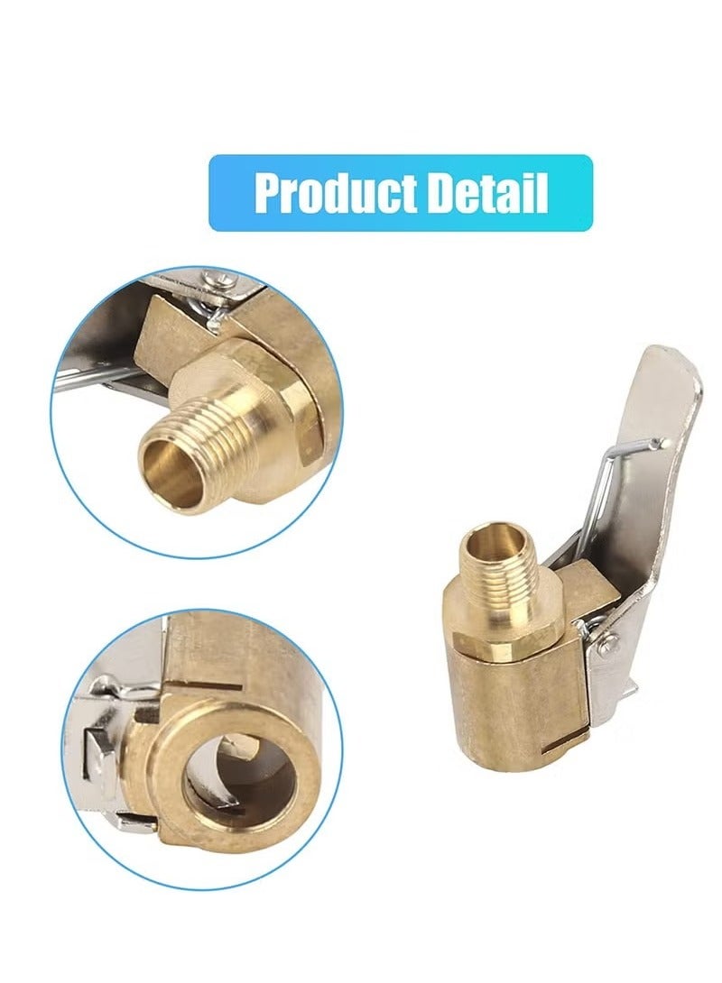 Generic Tire Air Chuck with Clip Adapter Automotive Tire Inflation Valve Connector Brass Locking Tire Inflator Air Chuck Adapter Connector Inflator Compressor Pump Attachment Accessory Tool (5 pcs)  - Image 4