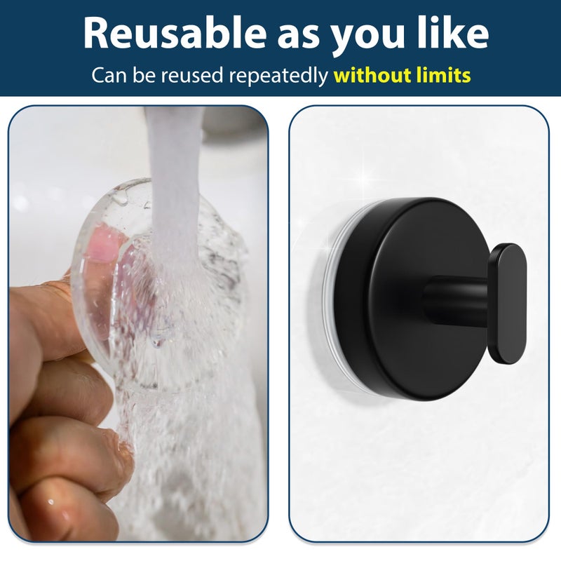 pickpiff Suction Cup Hooks for Shower: 15 LB Strong Wall Hanger for Bathroom, Front door, Glass, Window, RV, Holder for Towel, Christmas Wreath, Coat, Loofah, Waterproof & Reusable, Matte Black 10-Pack - Image 4