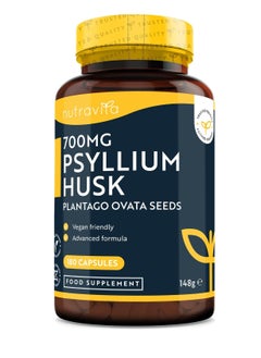 Nutravita Psyllium Husks Fibre Supplement 1400mg per Serving Naturally High in Soluble Fibre 180 Vegan Capsules  Supports Daily Rhythm 100% Pure Plantago Ovata Plant Seeds Made in The UK by Nutravita  - Image 1
