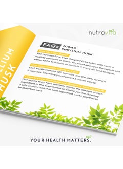 Nutravita Psyllium Husks Fibre Supplement 1400mg per Serving Naturally High in Soluble Fibre 180 Vegan Capsules  Supports Daily Rhythm 100% Pure Plantago Ovata Plant Seeds Made in The UK by Nutravita  - Image 3